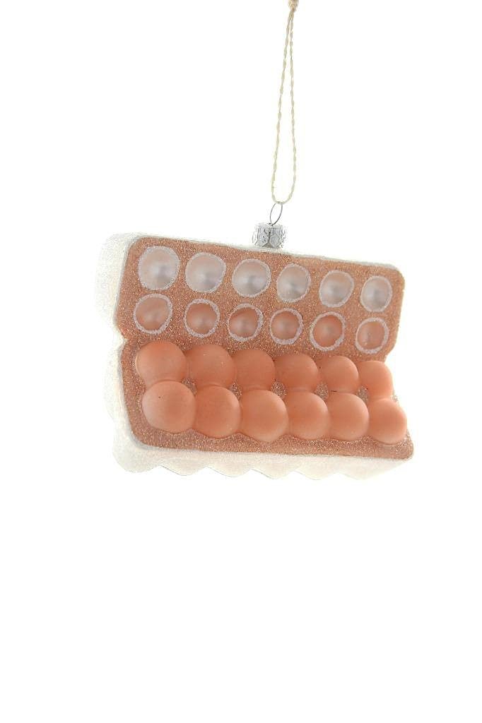 Dozen Egg Carton Organic Breakfast Faux Food Christmas Glass Ornament