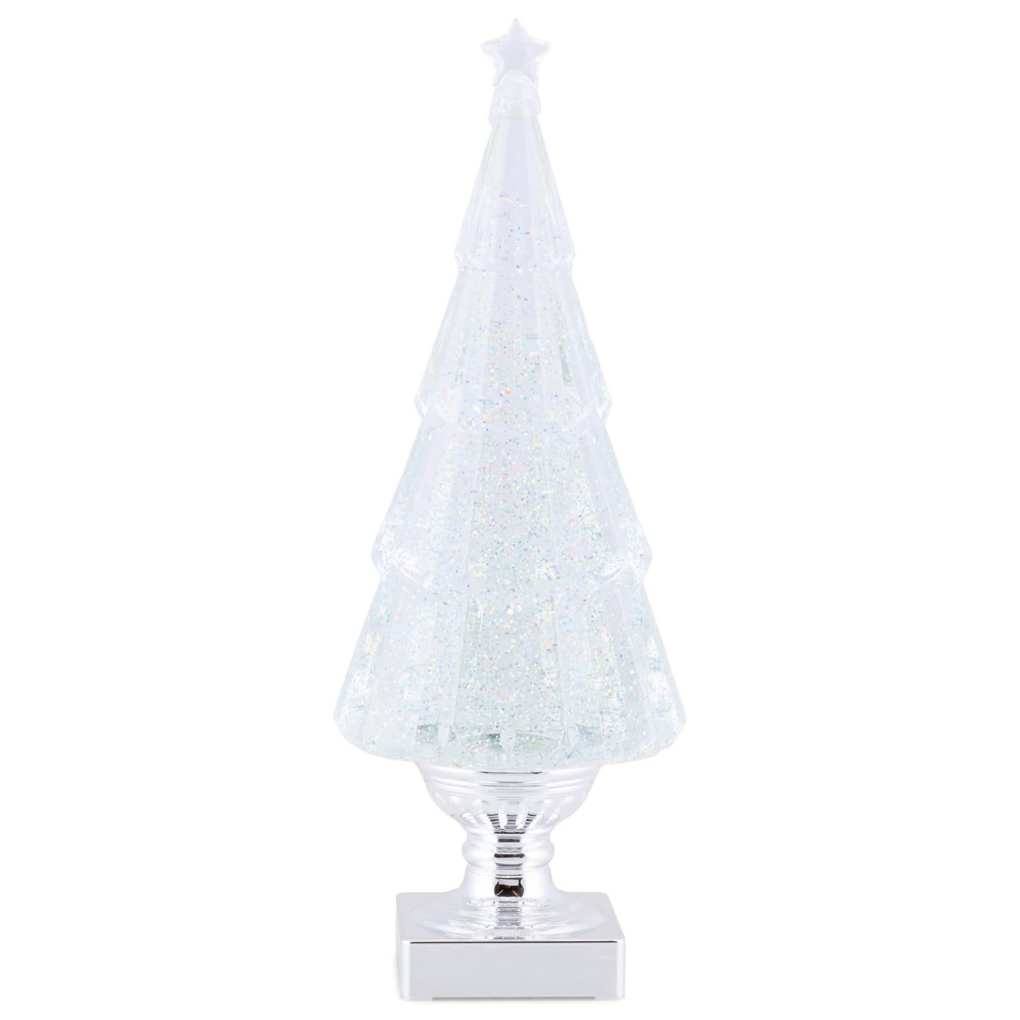 RAZ Imports 2022 Holiday Water Lanterns 13.75" Lighted Tree with Silver Swirling Glitter
