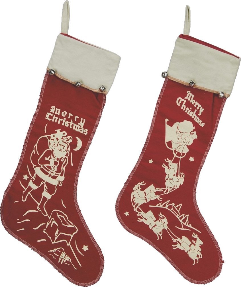 Vintage Inspired Large Felt Christmas Stockings set of 2 2269