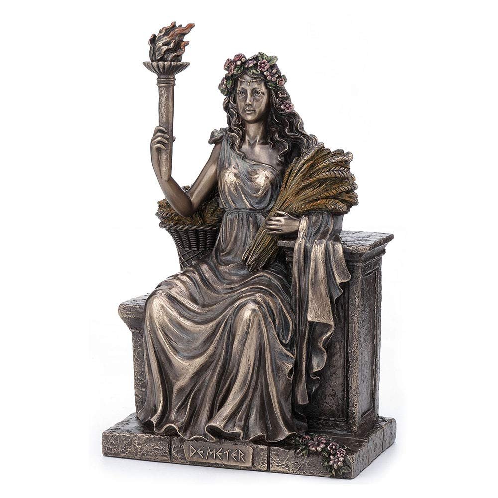 Veronese Design 9 Inch Demeter Greek Roman Goddess of Agriculture Sitting Throne Antique Bronze Finish Statue