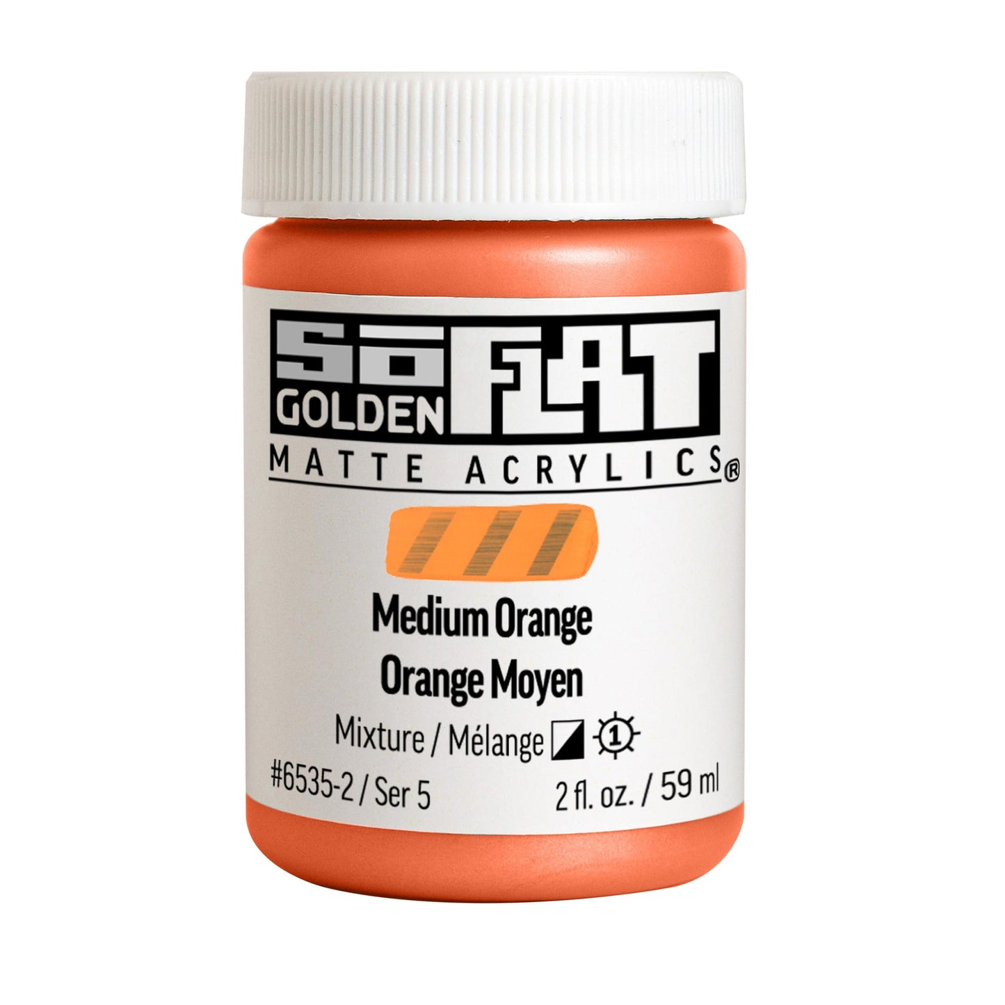 SoFlat Matte Acrylics by GOLDEN, Medium Orange, 2 fl. oz. Jar, Professional Acrylic Paint, Semi-Opaque