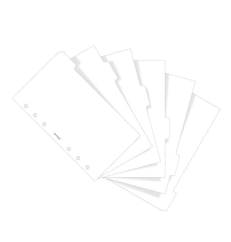 Filofax White Dividers, Personal Size, Cardstock, 7.5-inches Height, B132872