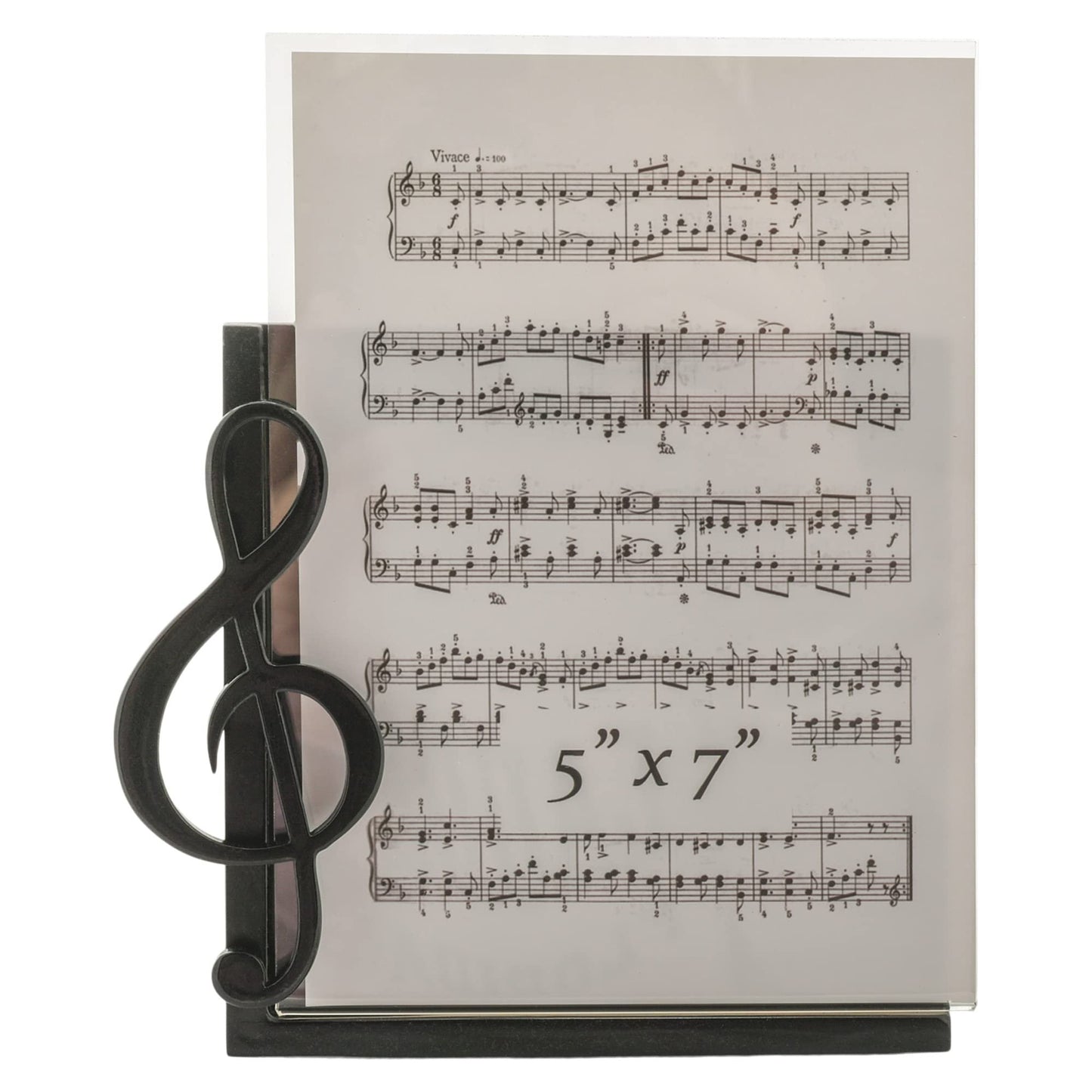 BroadwayGifts Co Black Treble Clef and Sheet Music 5 inch Acrylic Table Top Picture Frame