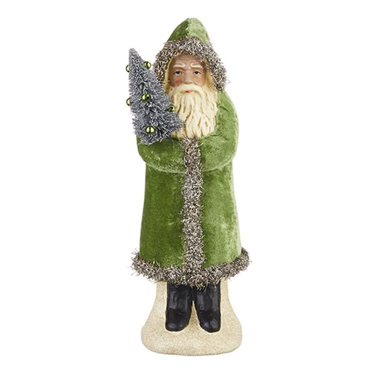 RAZ Imports 2022 Collected Christmas 12" Green Velvet Santa