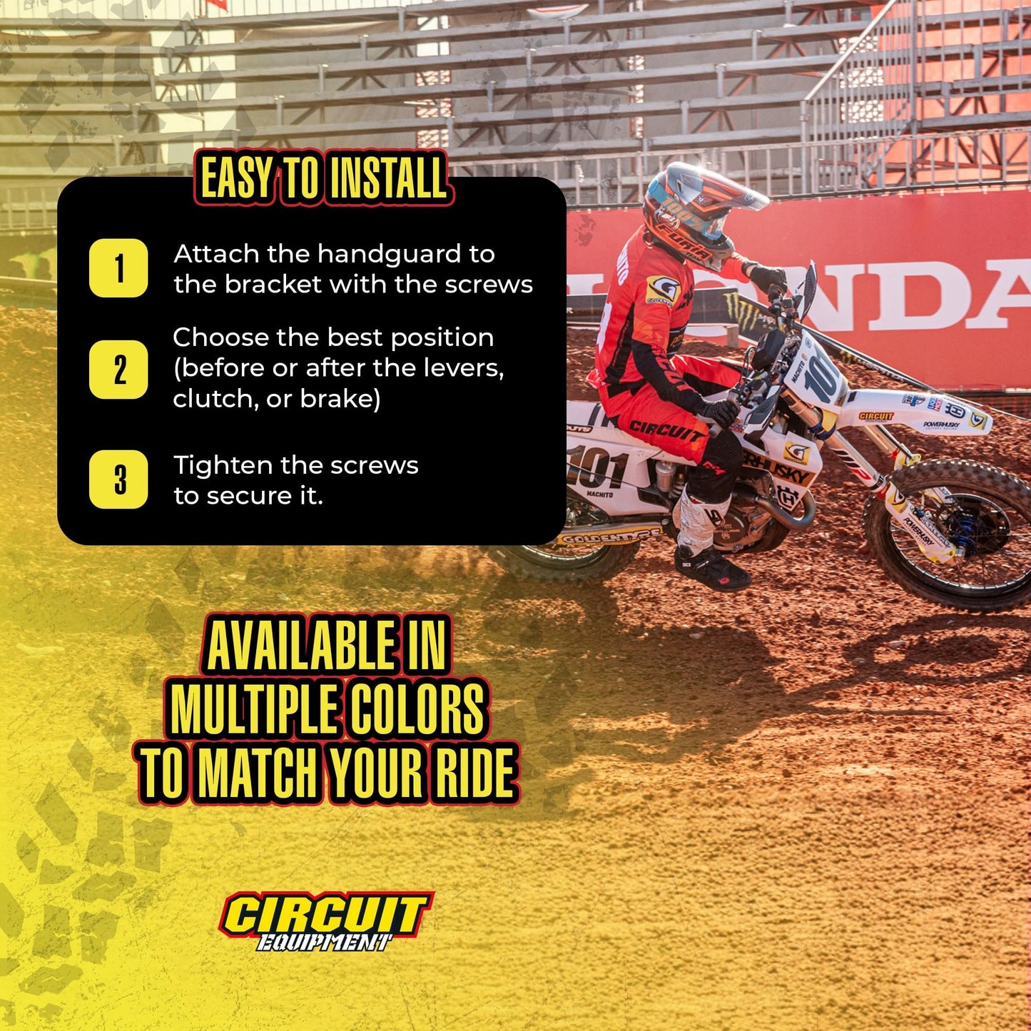 CIRCUIT EQUIPMENT - Universal Motorcycle Handguards - Italian Design, Durable, Weather-Resistant Nylon Brackets and Sleek Finish - Enhanced Control and Protection - Carbon Texture