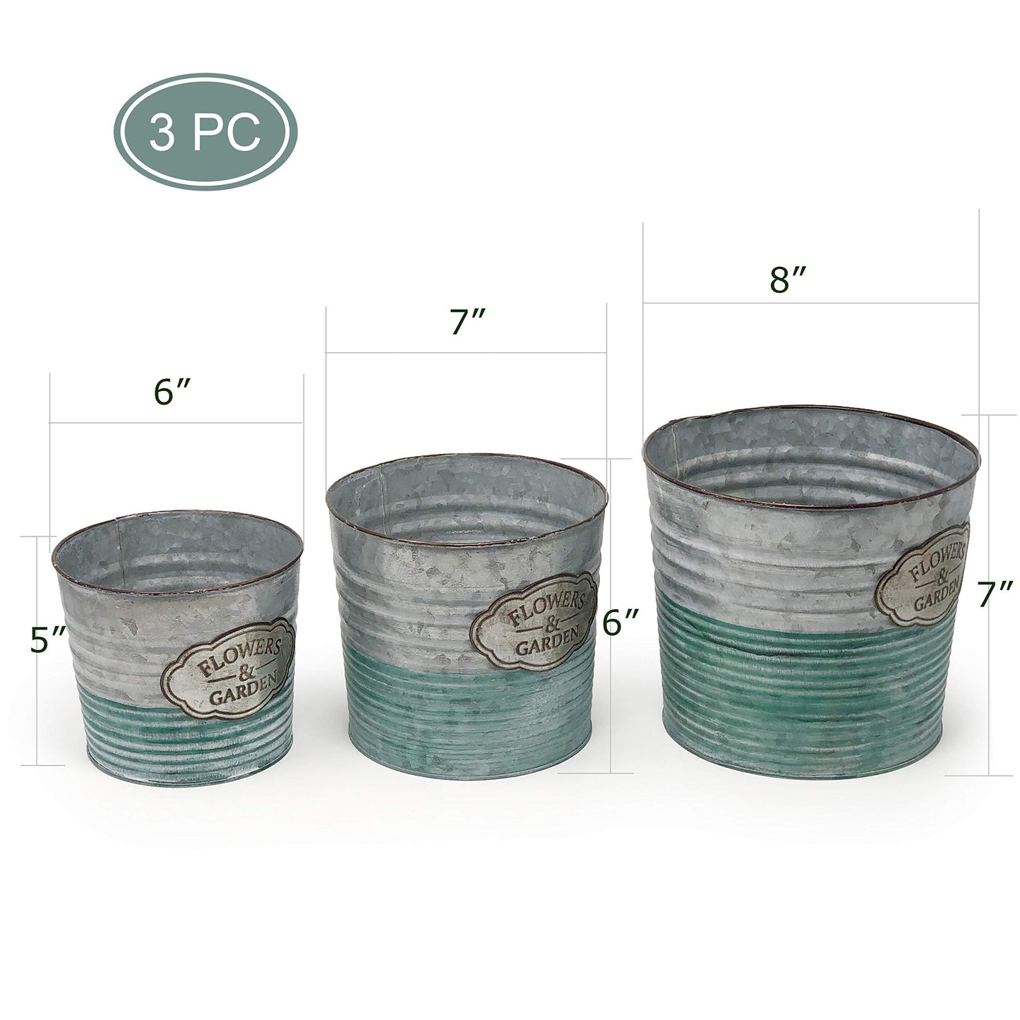 allgala 8" Galvanized Planter Pot Indoor and Outdoor Decoration