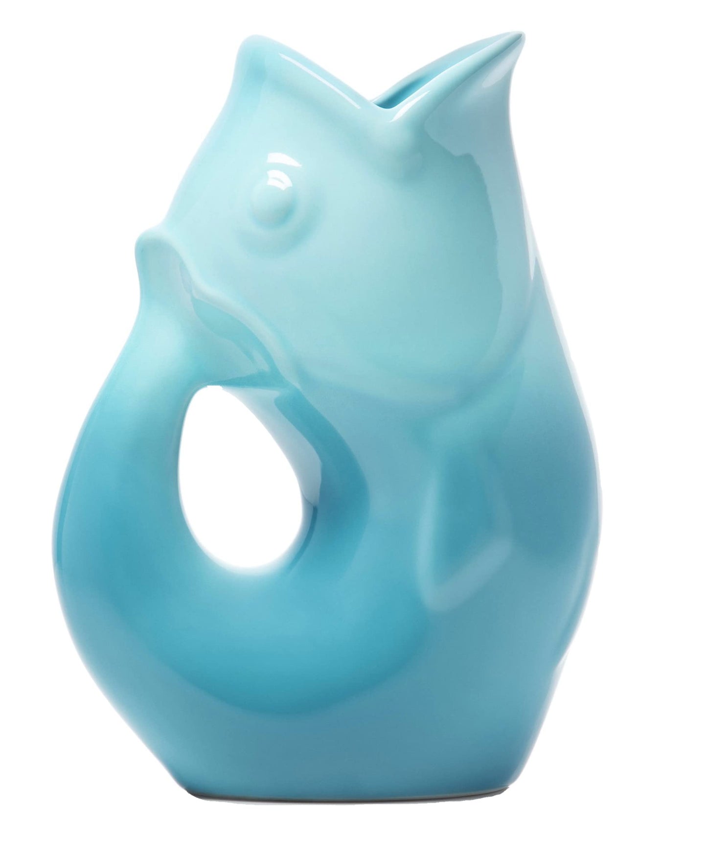 Gurgle Pot Fish Pitcher- Gradient Blue - 42 oz Capacity | Beverage Pitcher | Blue Serving Ware for Parties | Indoor and Outdoor Serveware | Coffee and Dining Room Tables Centerpieces