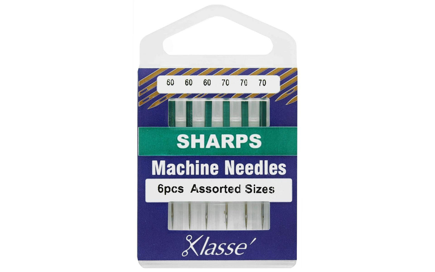 Klasse Sharp Assorted 6 Needles, 60/8 (x3) 70/10 (x3), AA5105.992