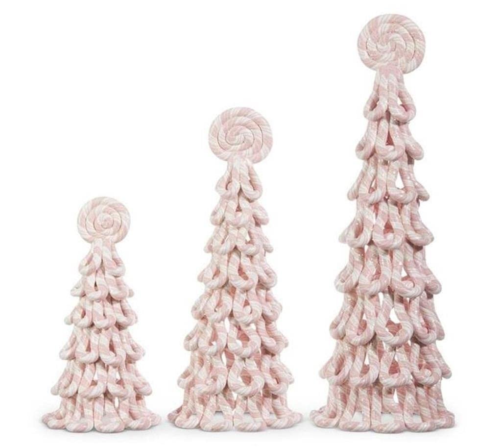 RAZ Imports Pink Peppermint Trees, 13 inches