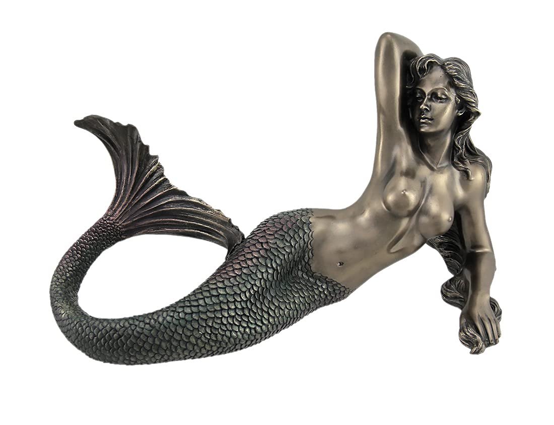 Wise Unic Mermaid Lying Back Statue