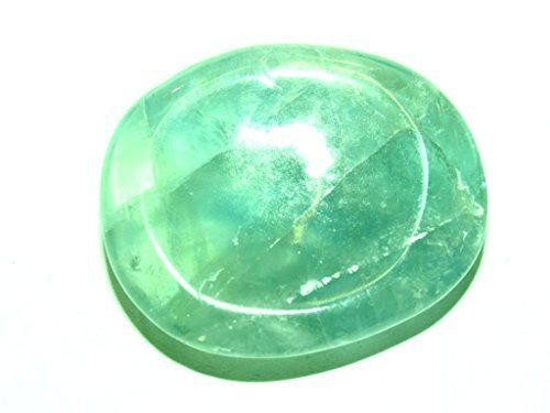 Zentron Crystal Collection: Polished Fluorite Worry Stone in Velvet Pouch Healing Thumb Palm Gemstone