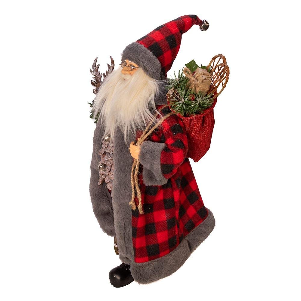 Kurt Adler Kringle Klaus Santa Figure, 18-inches Height, Red and Gray, Polyester, Holiday Decoration