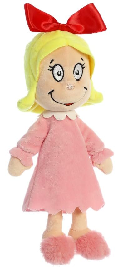 Aurora World Plush - Dr. Seuss The Grinch with Max & Cindy Lou Who, Green, Brown, Pink, White, Yellow