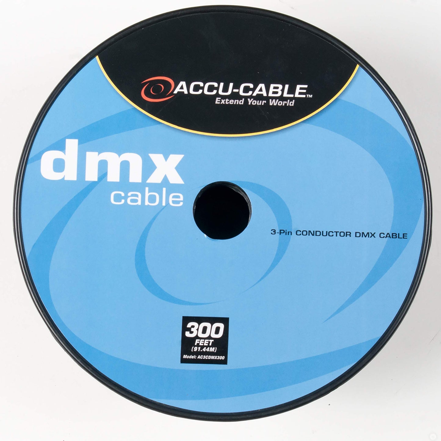Accu Cable AC3CDMX300, DMX Stage Light Cable, 3 Pin DMX Extension Cable Spool (300 FT)