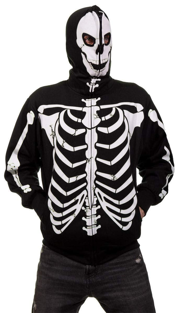 Calhoun Men's Glow in The Dark Skeleton Costume Zip Hoodie