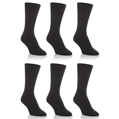 World's Softest Socks Men's/Women's Classic Collection Black Large Crew Cut - 6 Pack