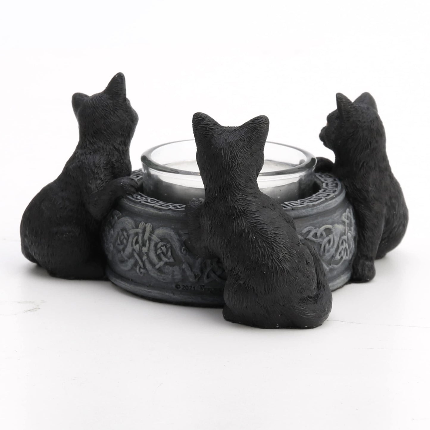 Veronese Design 2 Inch Black Cats Candle Tea Light Holder Resin Hand Painted Figurine