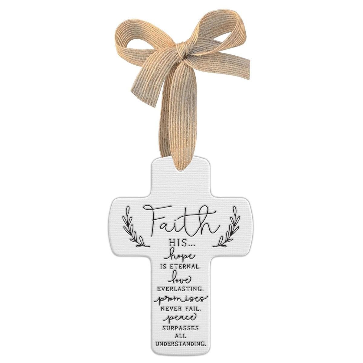 Lighthouse Christian Products Faith His Hope Eternal Textured White 4.5 x 4 Ceramic Christmas Ornament