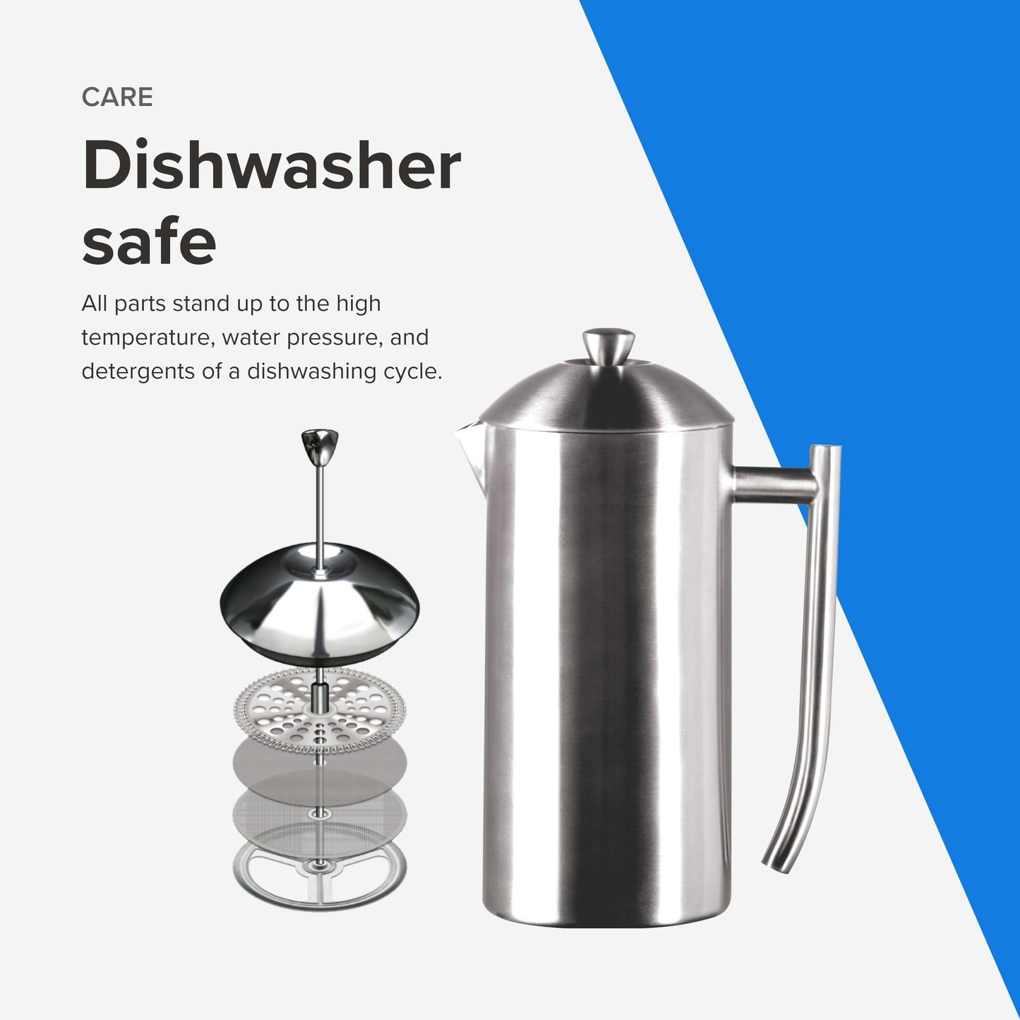 Frieling USA Double Wall Stainless Steel French Press Coffee Maker with Zero Sediment Dual Screen