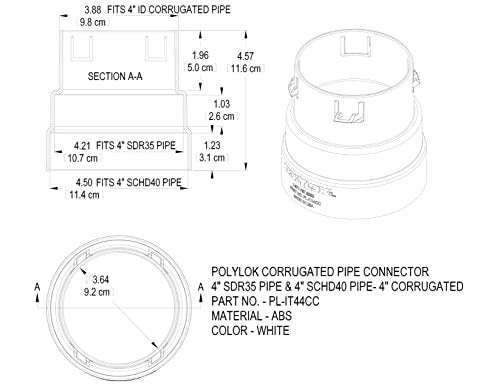 Polylok 4" Corrugated Pipe Adapter (4" corrugated to 4" SDR 35 or 4" SCH 40)