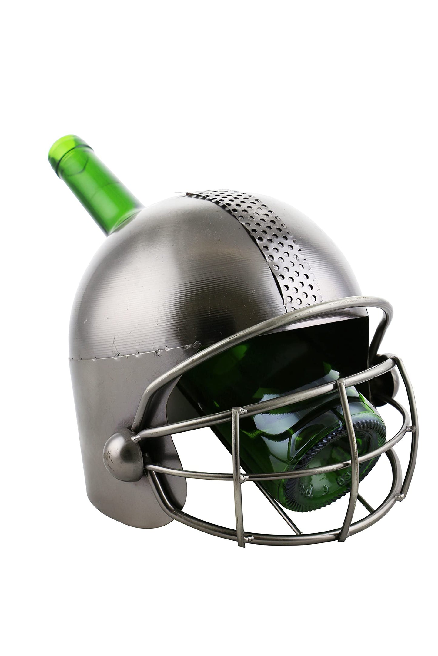Wine Bodies Football Player Helmet Metal Wine Bottle Holder, Charcoal