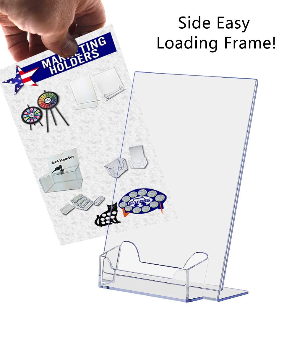 Marketing Holders Slant Back Ad Frame with attached Card Holder