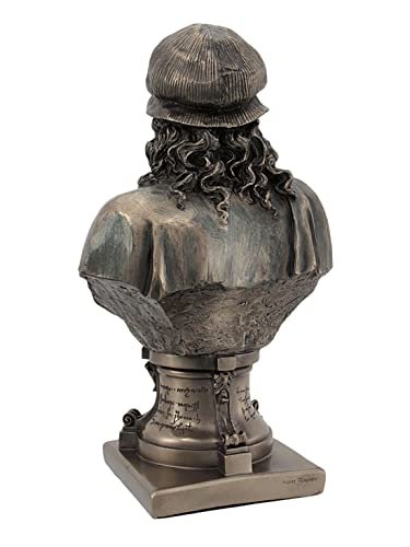 Italian Renaissance Artist Leonardo Da Vinci Figurine 9 1/8 Inch Bronze Resin Stone Bust Statue