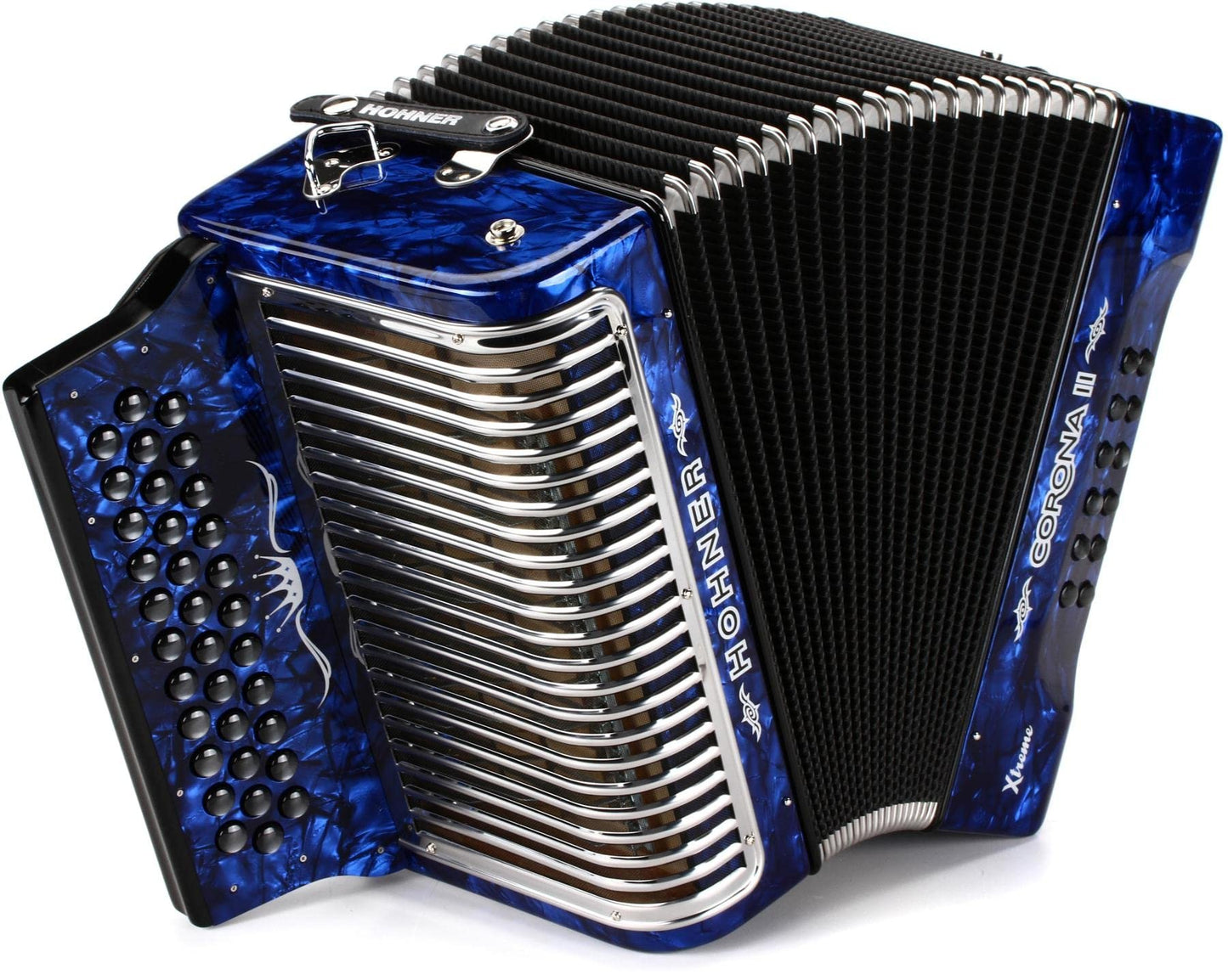 Hohner Corona II Xtreme Diatonic Accordion - Keys of F/Bb/Eb - Pearl Dark Blue