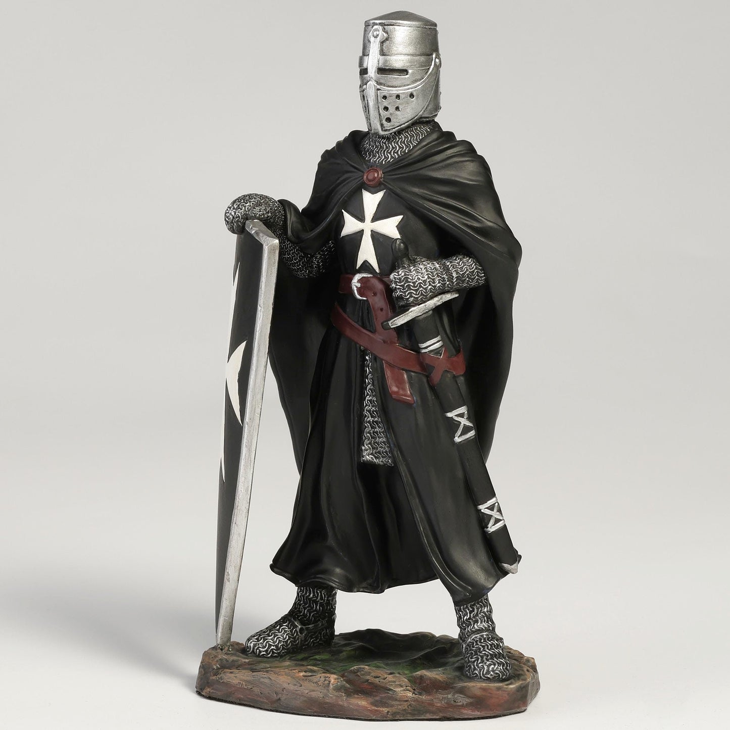 Veronese Design 6 3/8 Inch Maltese Knights Hosipitaller Templar Sword and Shield Hand Painted Polystone Home Decor Statue Collectibles