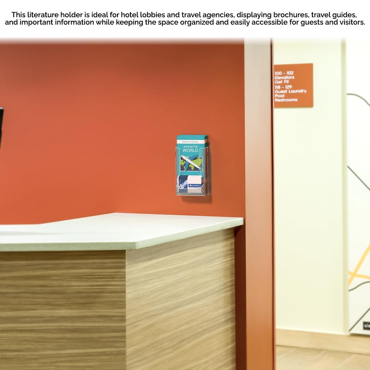 Marketing Holders Brochure Holder Trifold Display Countertop Clear See Through Maps Menu Bifold Compartment Acrylic