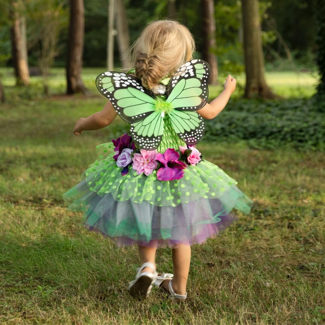 Great Pretenders Fairy Blooms Deluxe Dress with Wings, Green, Medium