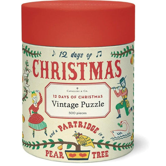 Cavallini & Co. 500 Piece Puzzle - Twelve Days of Christmas Vintage Puzzle
