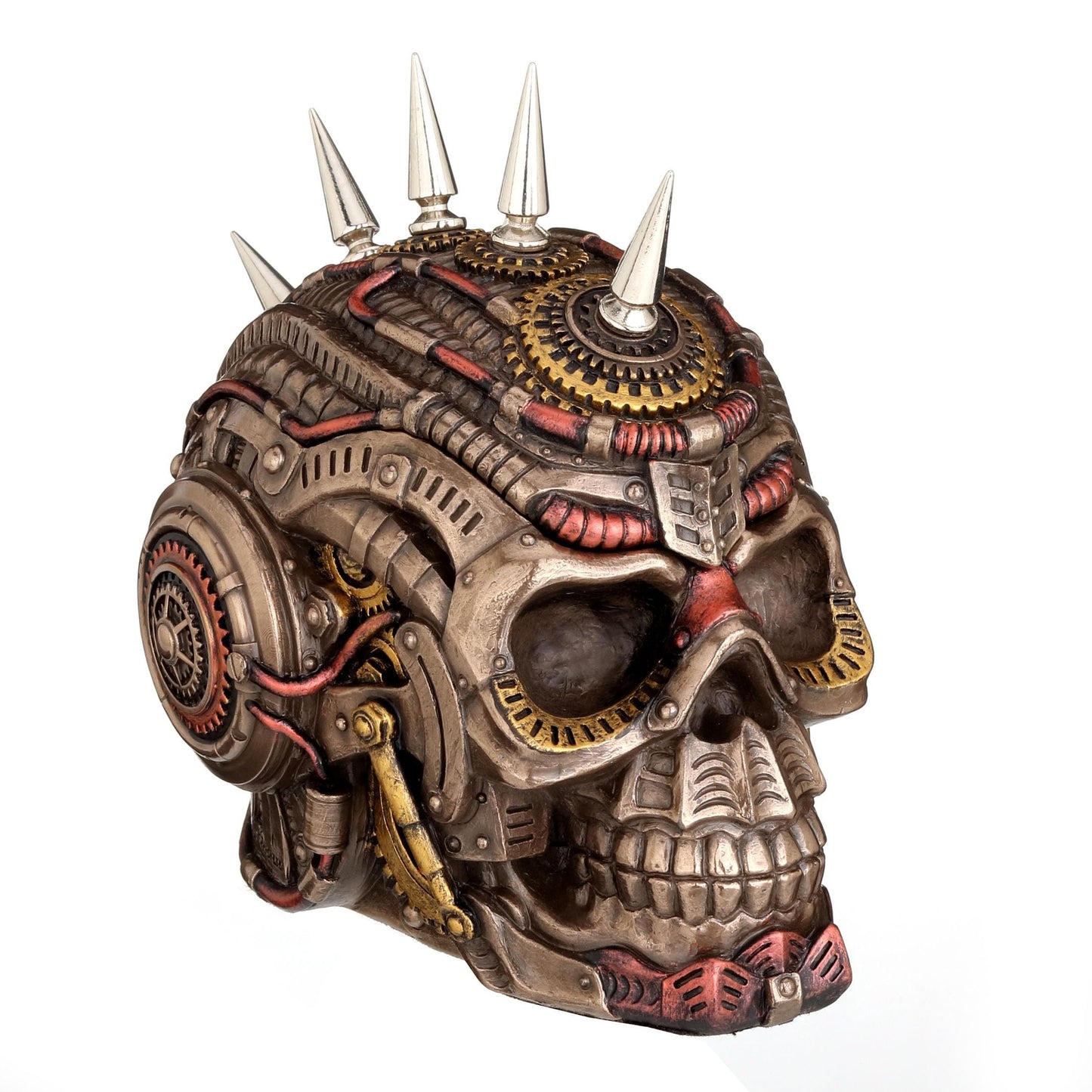 Veronese Design 5 1/2 Steampunk Chrome Spiked Draugr Skull Resin Sculpture Bronze Finish Secret Trinket Box
