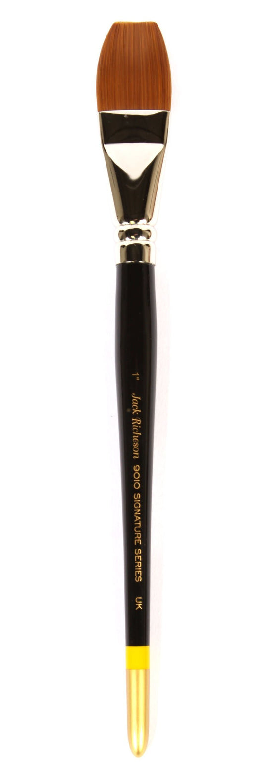 Jack Richeson 9000 Series Synthetic Short Handle Watercolor Flat Brush, 1-Inch