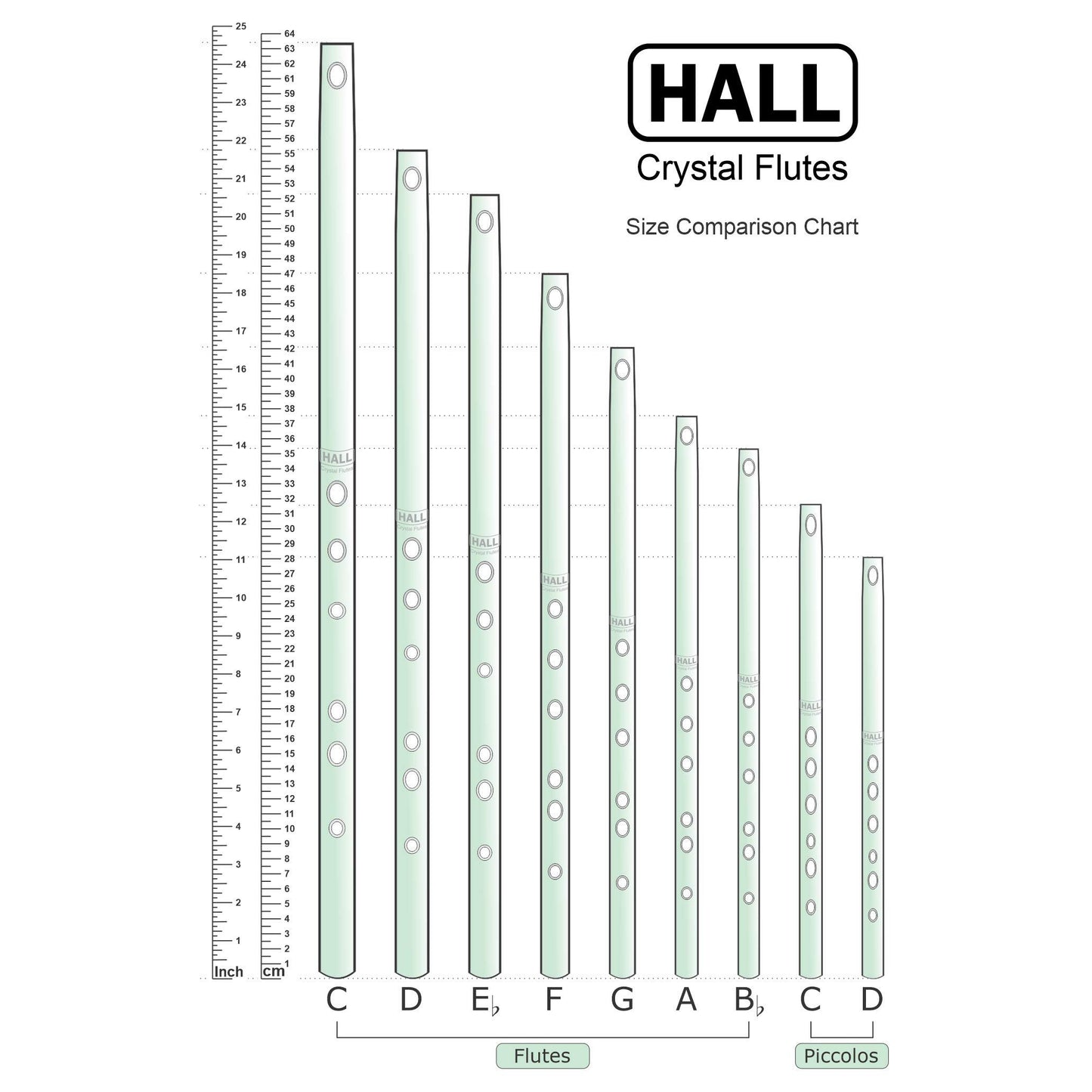Hall Crystal Flute 21700 - Offset Glass Flute in G