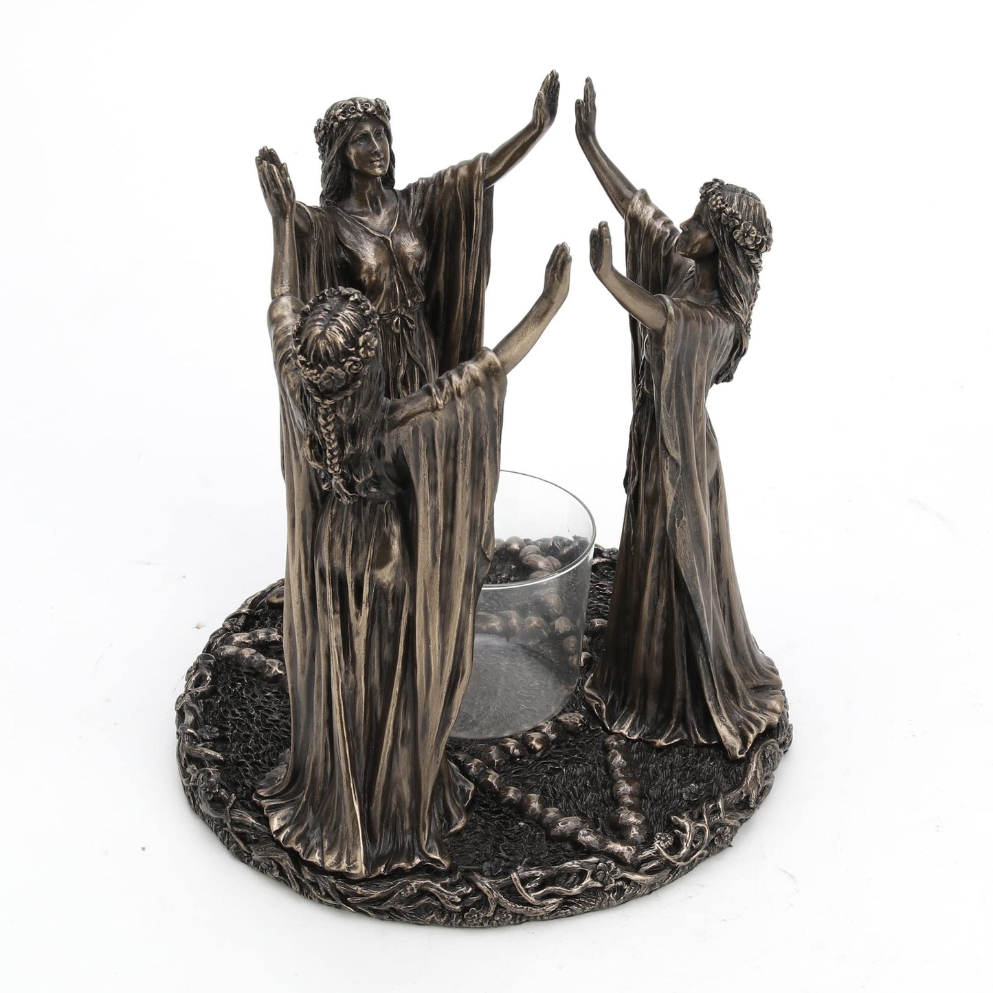 Veronese Design Wicca Triple Goddess Festive Ritual Cold Cast Resin Antique Bronze Finish Candle Holder
