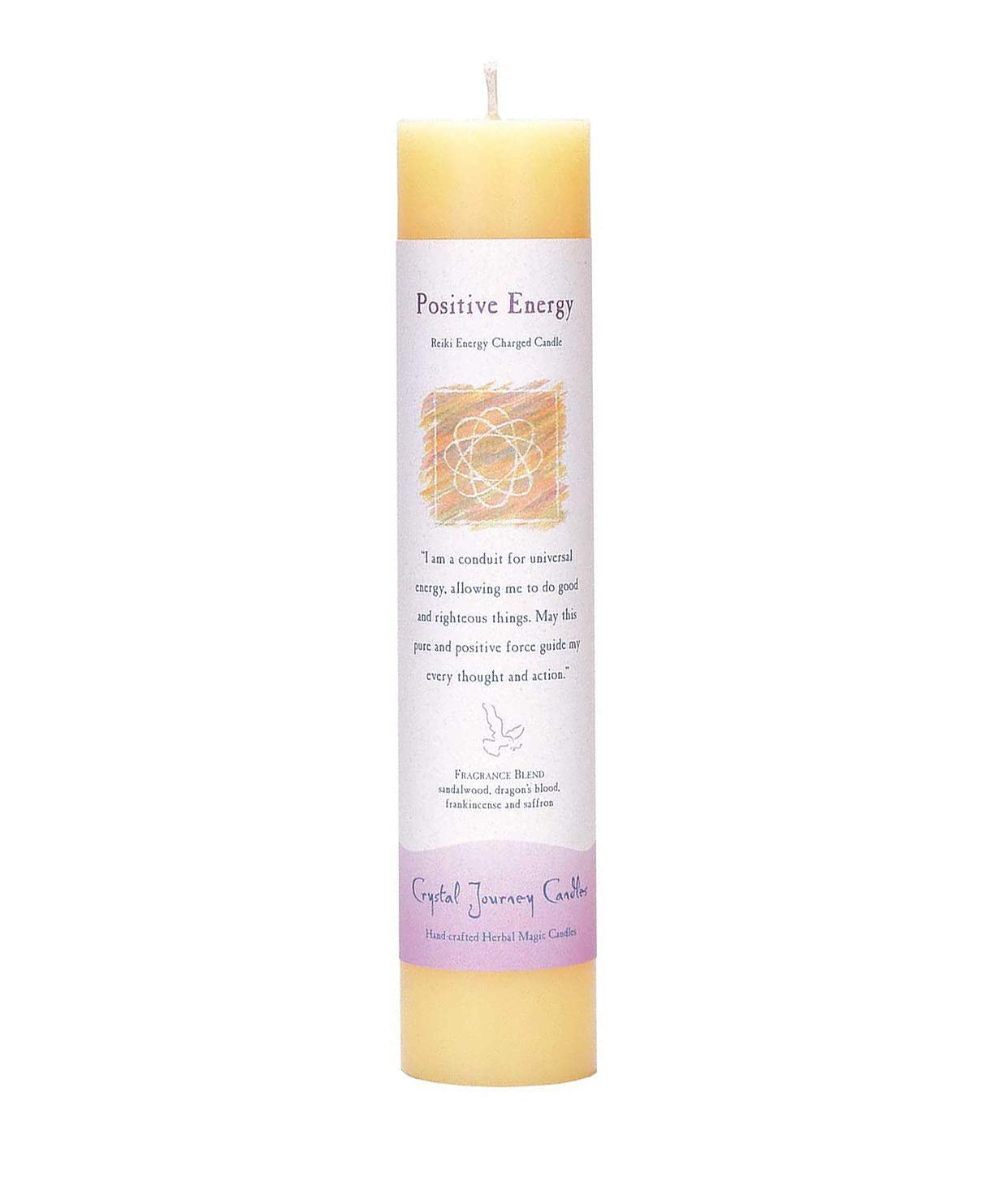 Crystal Journey Reiki Charged Herbal Magic Pillar Candle with Inspirational Labels - Bundle of 3 (Black Cat, Positive Energy, Abundance) Each 7"x1.5" Handcrafted with Lead-Free Materials