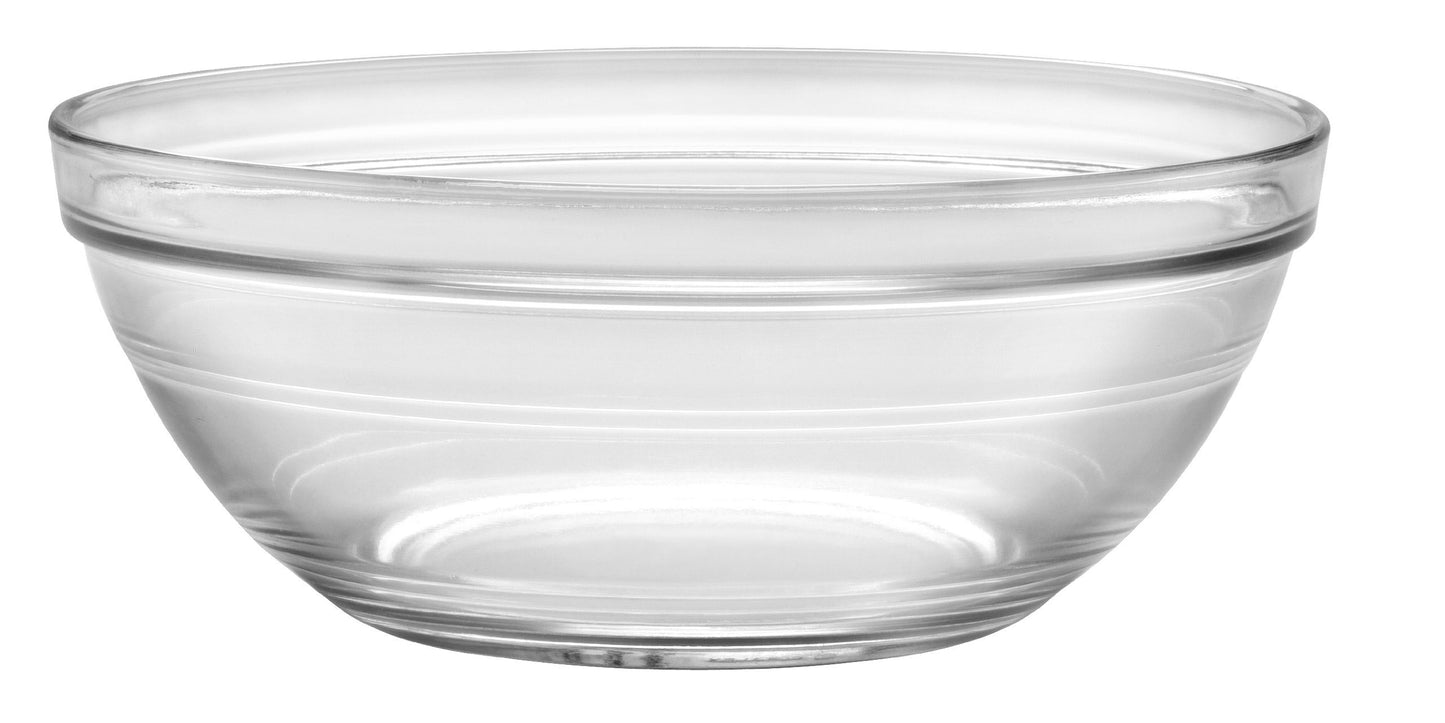 Duralex® LYS Stackable Clear Glass Mixing Bowl Set of 6, 20 cm (7 7/8 in) - Tempered Glass Bowl Set, Impact Resistant, Microwave Bowl, Serving Bowl for Salad, Soup – Made in France