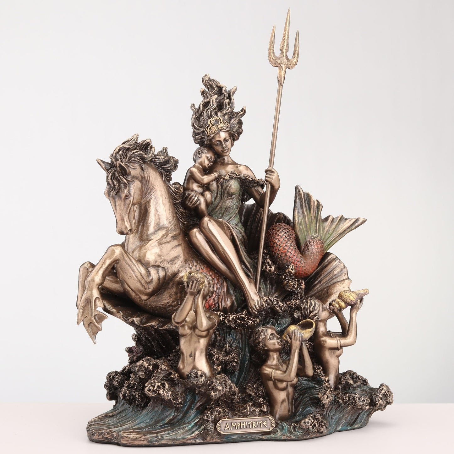 Veronese Design 9 5/8 Inch Amphitrite The Greek Goddess of The Sea Cold Cast Resin Bronze Finish Sculpture