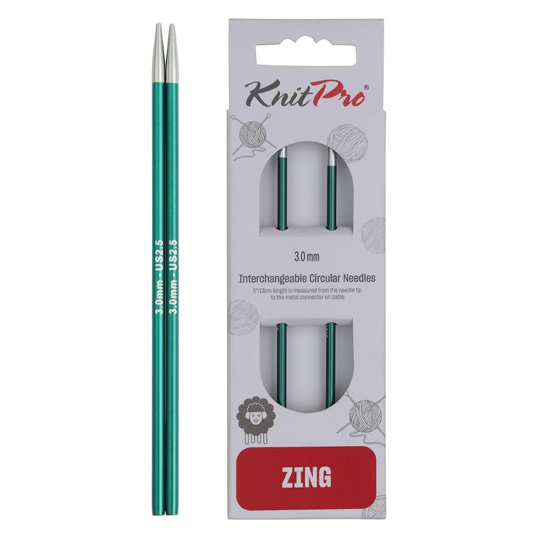 KnitPro Zing Interchangeable Circular Needles 4" (10cm)