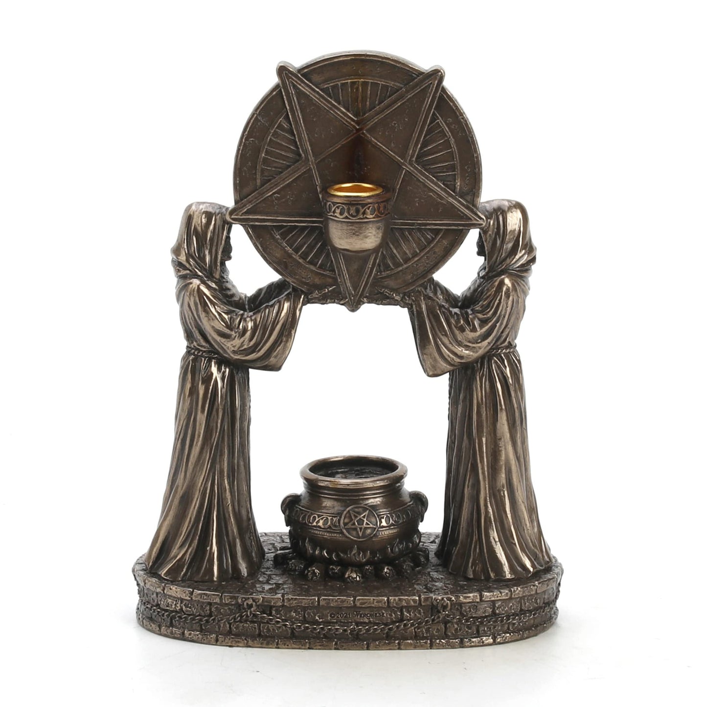 Veronese Design 7 1/4" Sigil of Baphomet Occult Altar Backflow Incense Burner Resin Sculpture Bronze Finish