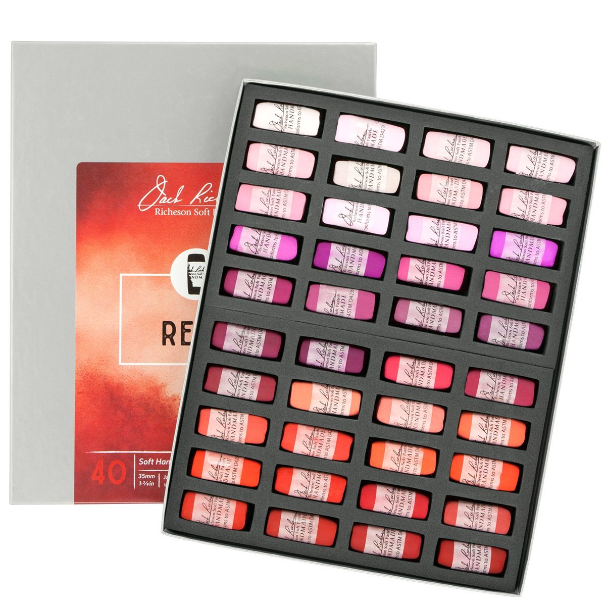 Jack Richeson 422964 Hand Rolled Soft Pastels (40 Piece), Red