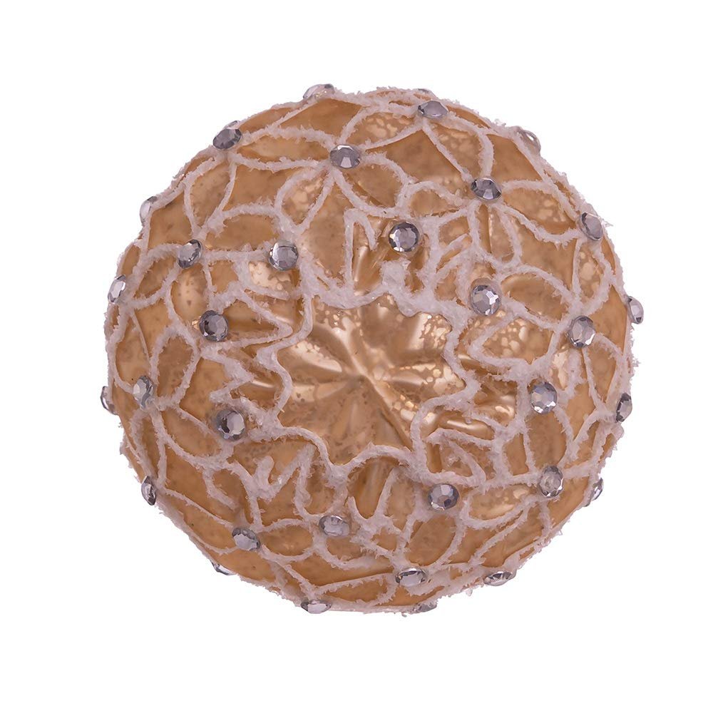80MM Gold Lattice Glass Ball Ornaments, 6-Piece Set