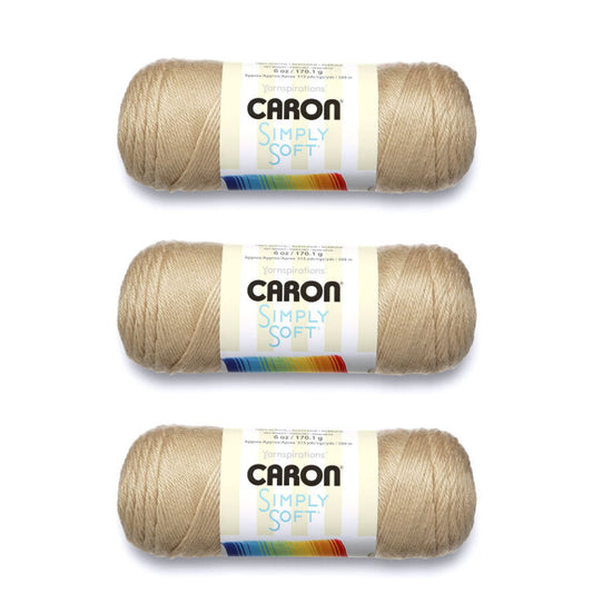 Caron Simply Soft Bone Yarn - 3 Pack of 170g/6oz - Acrylic - 4 Medium (Worsted) - 315 Yards - Knitting/Crochet