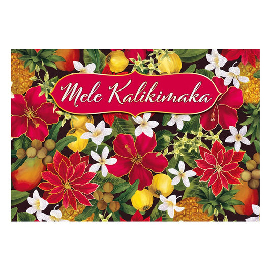 Island Heritage Supreme Boxed Tropical Hawaiian Christmas Cards - Mele Kalikimaka Harvest II - 12 cards & 13 envelopes