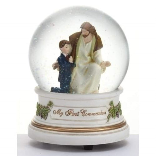 Roman Giftware Inc., Sacraments, First Communion, 5.5" H 100MM Musical Dome BOY,Religious, Inspirational, Durable (5x5x5)