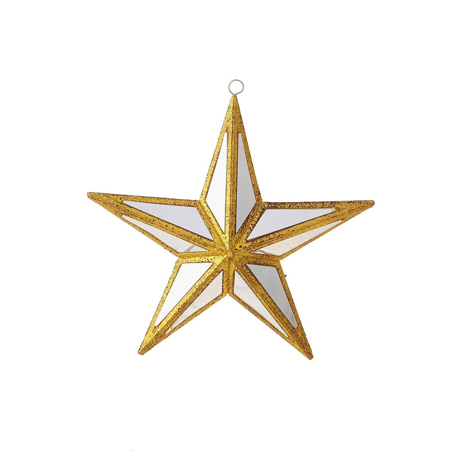 RAZ Imports Mirrored Golden Star Ornament - Christmas Ornaments Decorations Tree