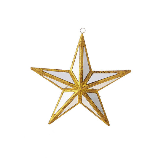 RAZ Imports Mirrored Golden Star Ornament - Christmas Ornaments Decorations Tree