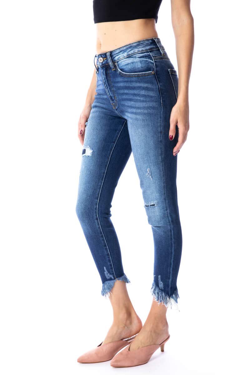 Kan Can Women's High Rise Ankle Skinny Jeans