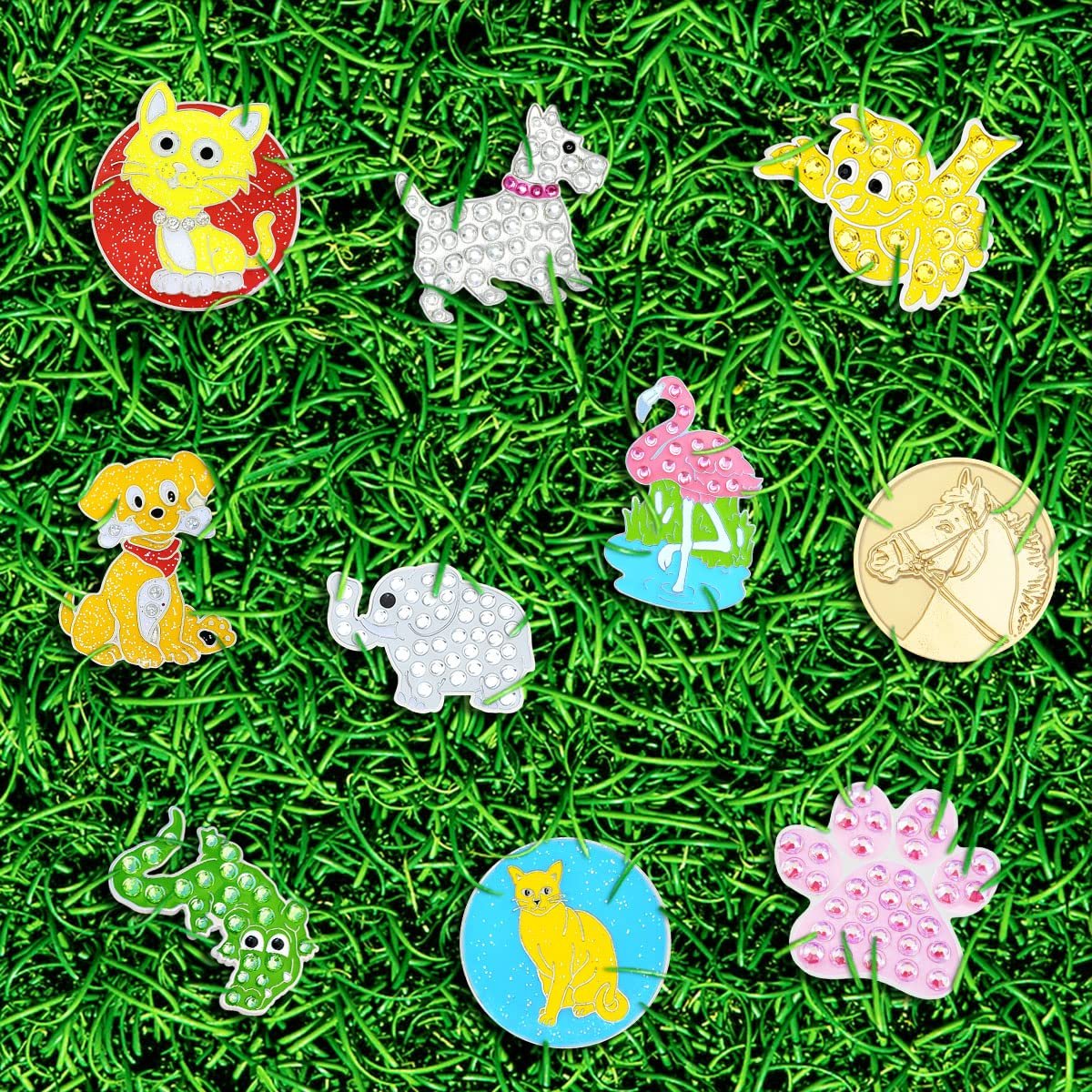 NAVIKA Pink Scottie Dog Golf Ball Marker with Austrian Crystals | Magnetic Hat Clip Included | Dog Themed Golfing Accessory | Gift for Women and Junior Golfers | Puppy Marker